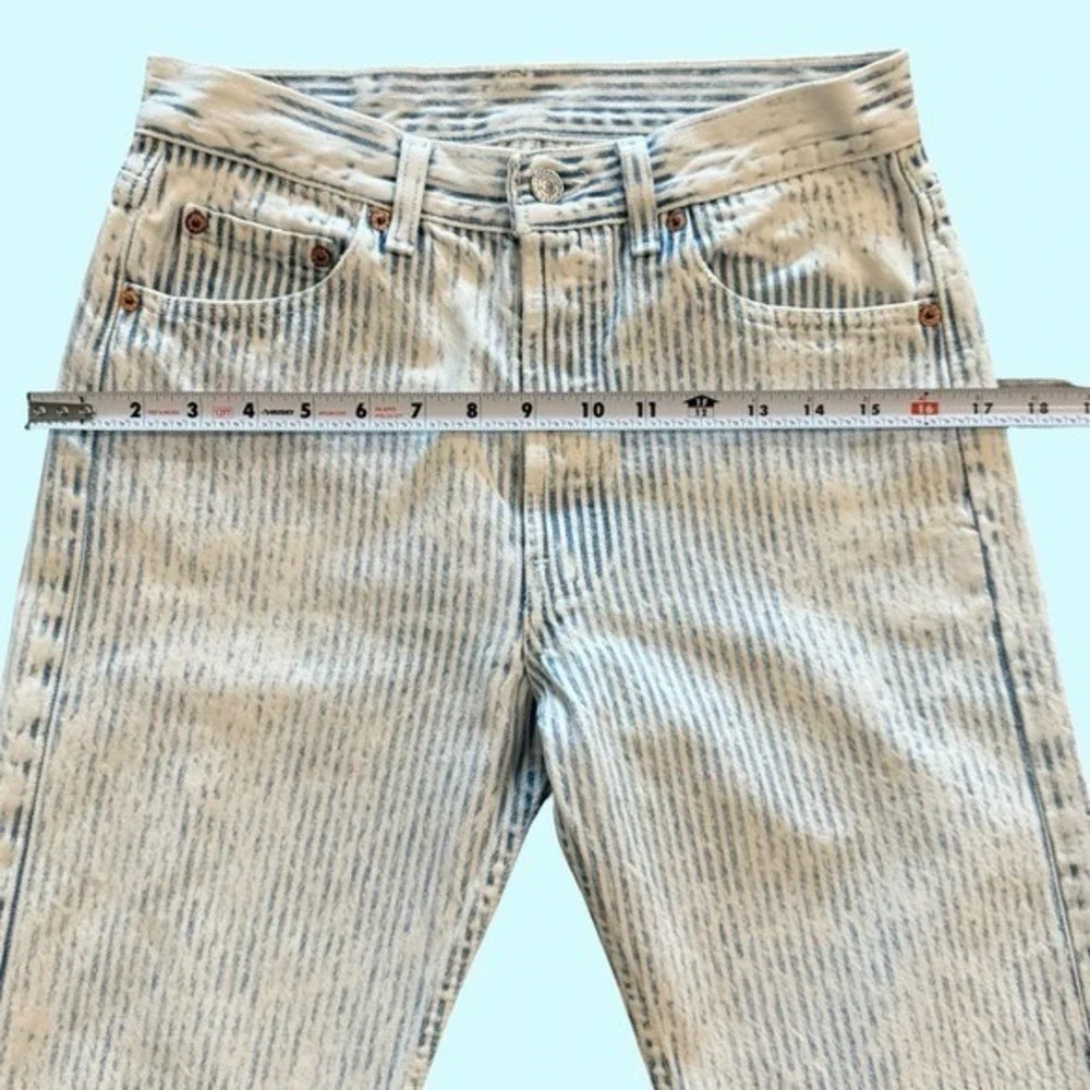 Levis 501 Vintage 80s 29x34 Striped Ghost Wash High Waisted USA